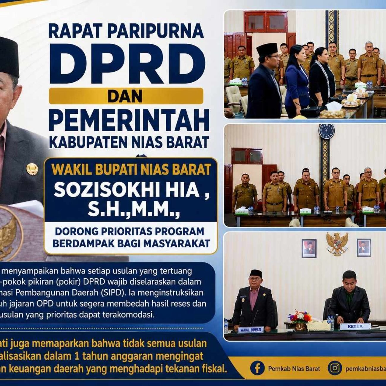 Wakil Bupati Nias Barat Sozisokhi Hia Dorong Keselarasan Pokir DPRD dalam SIPD