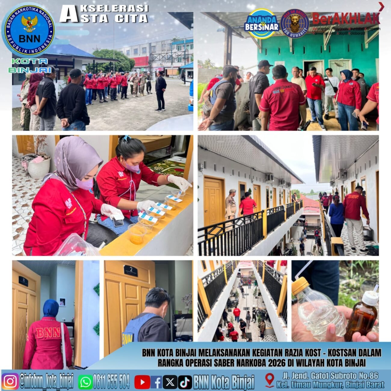 BNN Kota Binjai Gelar Razia Gabungan, 4 Orang Positif Narkoba