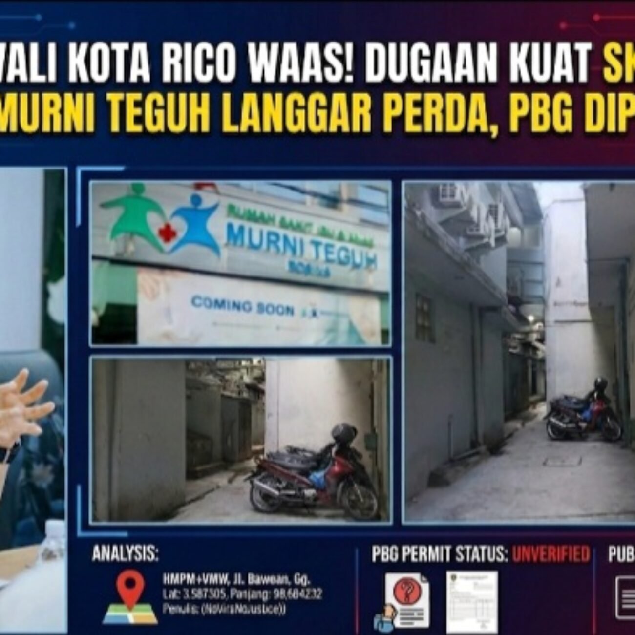 Lapor Pak Wali Rico Waas! Dugaan Kuat Sky Cross RSIA Rosiva Murni Teguh Langgar Perda, PBG Dipertanyakan