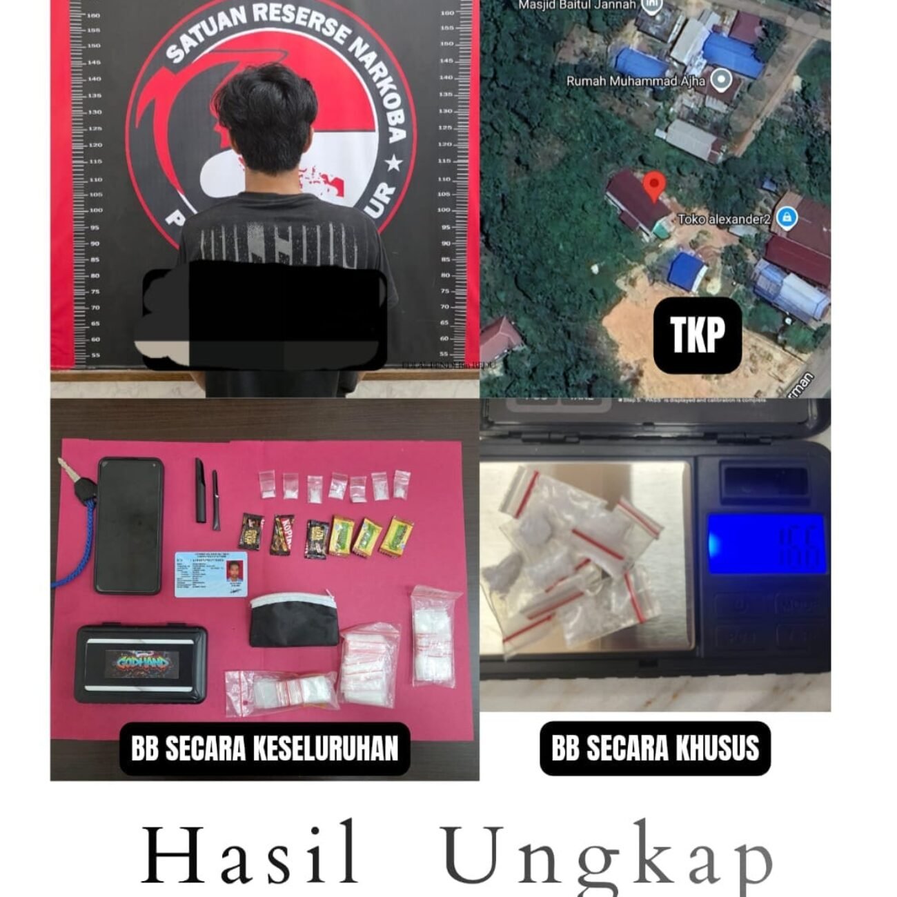 Ungkap Kasus Narkoba Di Bengalon, Satresnarkoba Polres Kutim Kembali Sita 1,66 Gram Sabu Dan Timbangan Digital