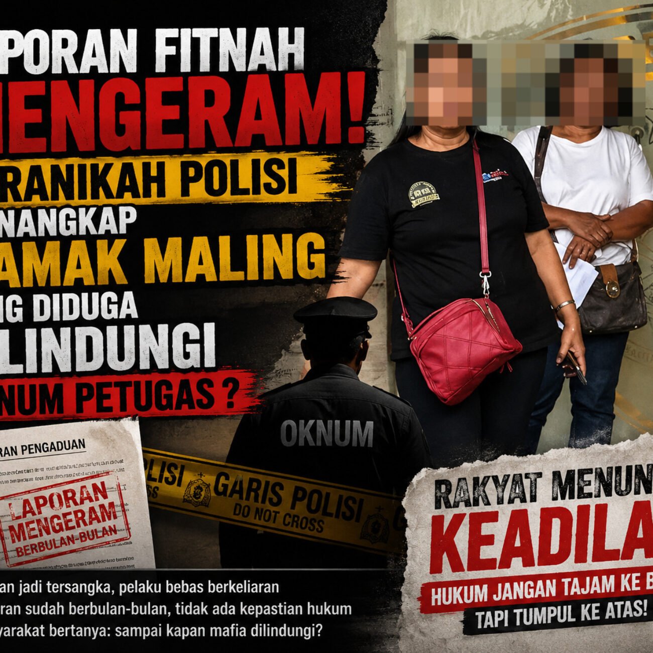 Laporan Fitnah Mengeram, Beranikah Polisi Menangkap Mamak Maling Yang Diduga Dilindungi Oknum Petugas ?