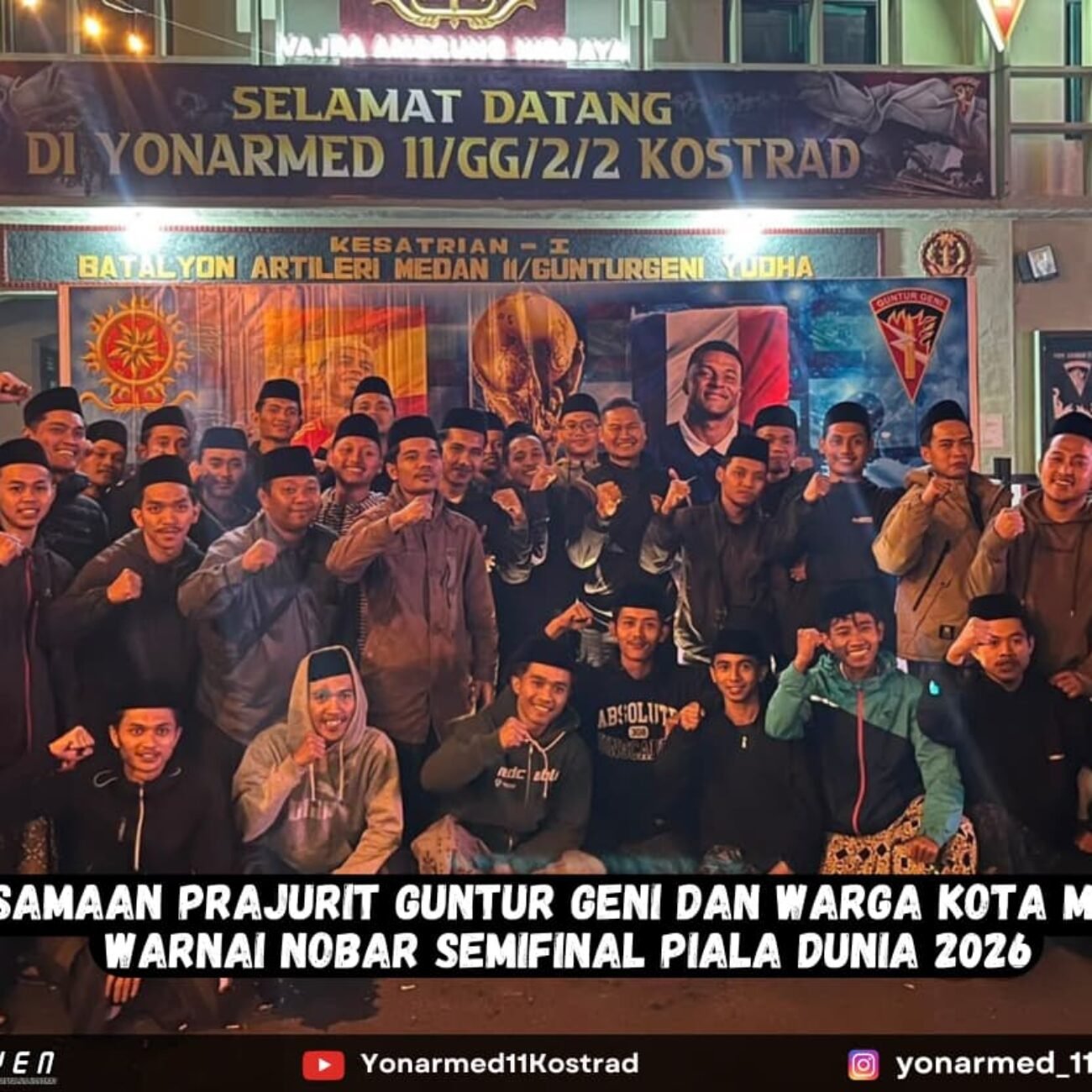 Kebersamaan Prajurit Guntur Geni dan Warga Kota Magelang Warnai Nobar Semifinal Piala Dunia 2026