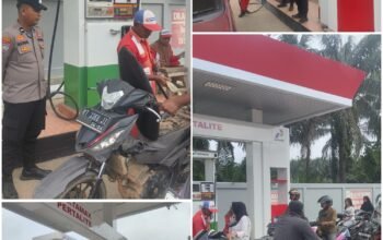 Kawal Distribusi BBM Di SPBU Karya Bakti, Polsek Muara Wahau Pastikan Antrean Tertib Dan Tepat Sasaran
