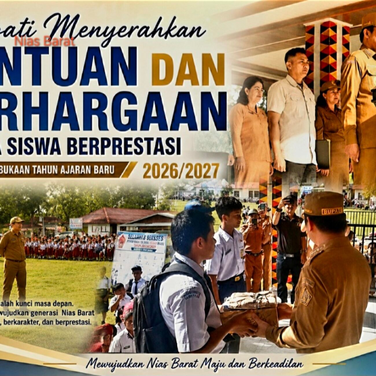 Bupati Nias Barat Serahkan Penghargaan dan Penghargaan Bagi Siswa Berprestasi Pada Pembukaan TA 2026/2027