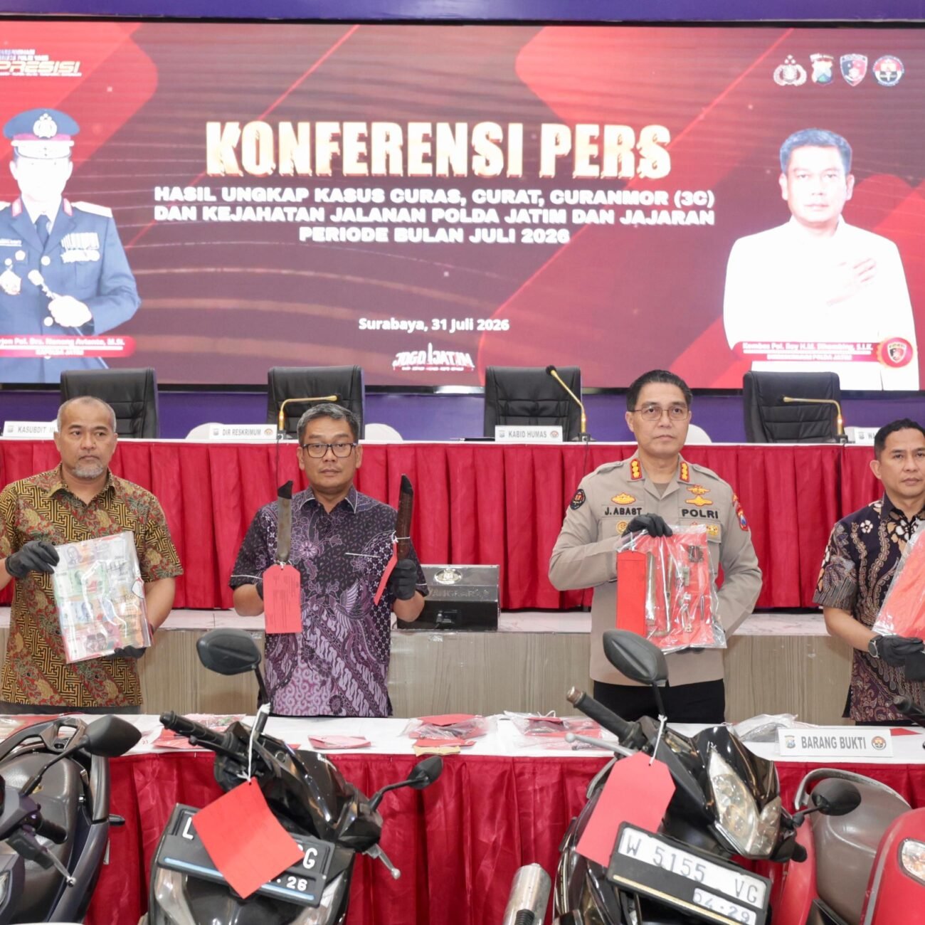 Polda Jatim Ungkap 178 Kasus 3C, Amankan 206 Tersangka Selama Juli 2026