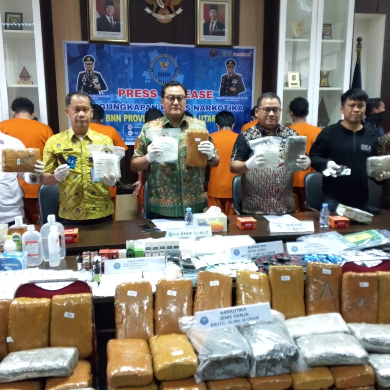 BNN Sumut Gagalkan Peredaran 92 Kg Ganja Jaringan Aceh – Medan, 2 Orang Ditangkap
