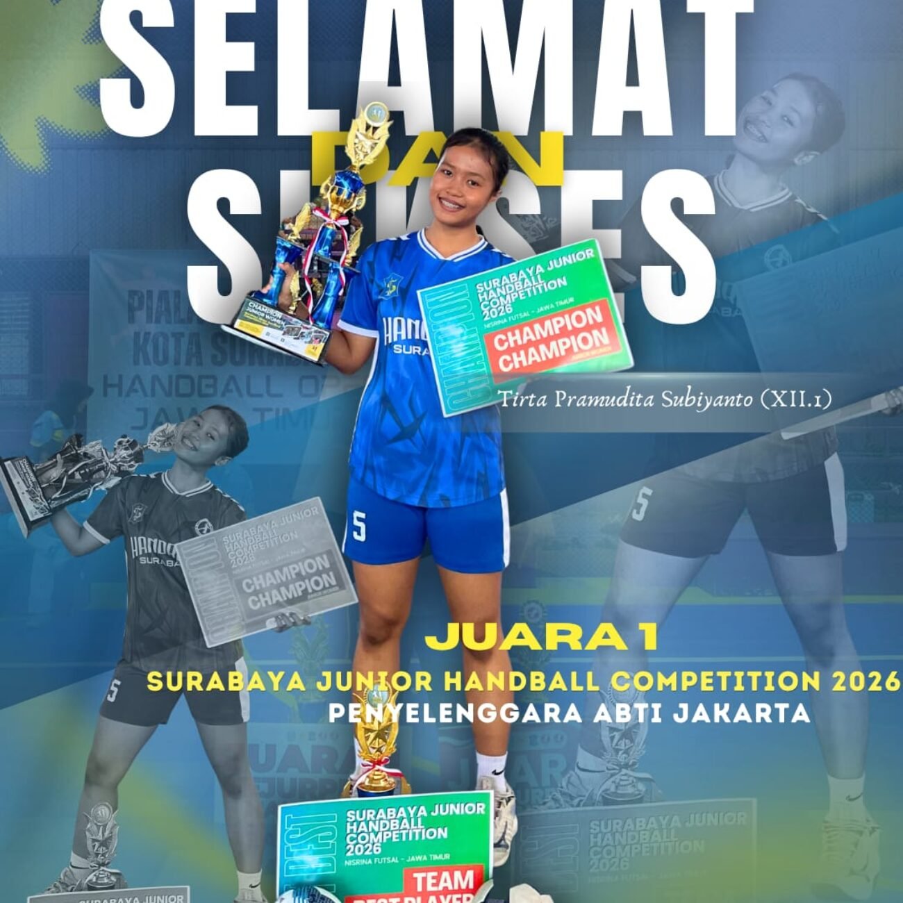Siswi SMA Negeri 1 Kedamean Raih Juara 1 Surabaya Junior Handball Competition 2026