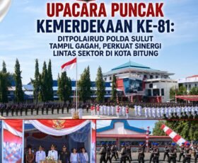 Ditpolairud Polda Sulut Tampil Gagah dalam Upacara HUT ke-81 Kemerdekaan RI di Kota Bitung