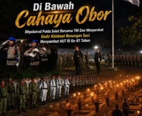 Di Bawah Cahaya Obor: Ditpolairud Polda Sulut Bersama TNI dan Masyarakat Hadir Khidmat dalam Renungan Suci HUT RI ke-81