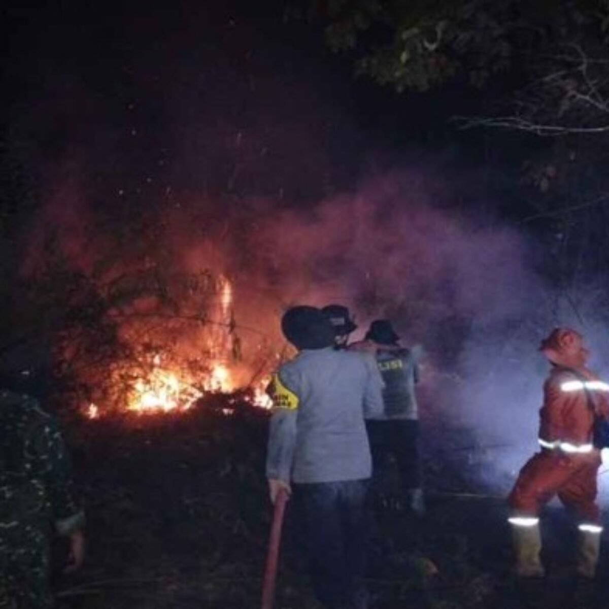 Polsek Muara Pahu Bersama Tim Gabungan Gerak Cepat Tangani Karhutla di Kampung Gunung Bayan Seluas 2 Hektar
