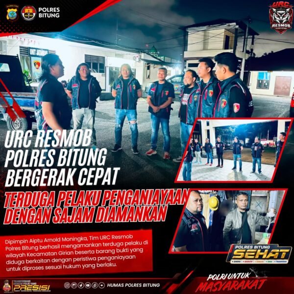 URC Resmob Polres Bitung Bergerak Cepat, Terduga Pelaku Penganiayaan dengan Sajam Diamankan