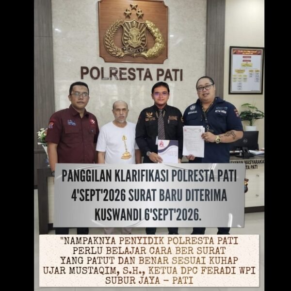 Panggilan Klarifikasi Polresta Pati Dipersoalkan, Surat Diterima Setelah Jadwal Kehadiran