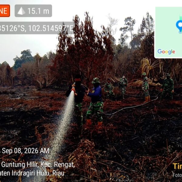 Kodam XIX/Tuanku Tambusai Bersama Tim Gabungan Lanjutkan Penanganan Karhutla di Sungai Guntung Hilir