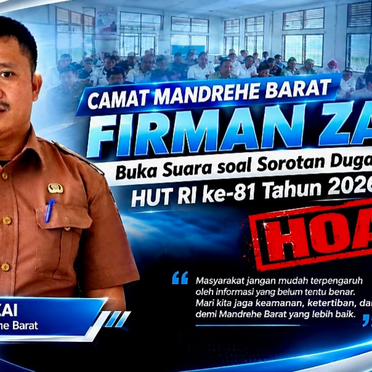 Camat Mandrehe Barat Buka Suara soal Dugaan Pungli HUT RI, Berikut Penjelasan Pj. Kades